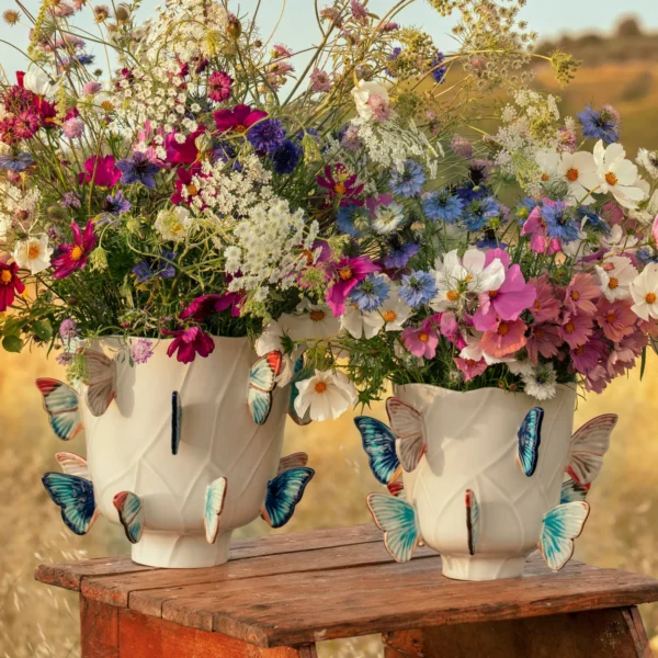 Bordallo Pinheiro Cloudy Butterflies Vase By Claudia Schiffer - Image 3