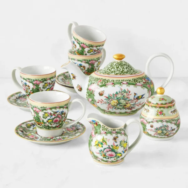 Famille Rose Tea Cup & Saucers, Set of 4 - Image 2